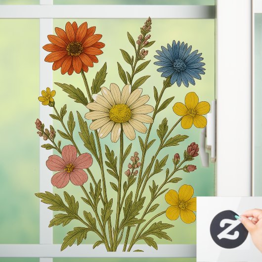 Vintage Wildflower Raamsticker (Huis)