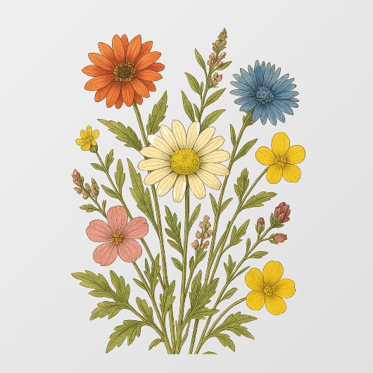 Vintage Wildflower Raamsticker (Vel)