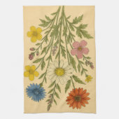 Vintage Wildflowers on Weathered Paper Theedoek (Verticaal)