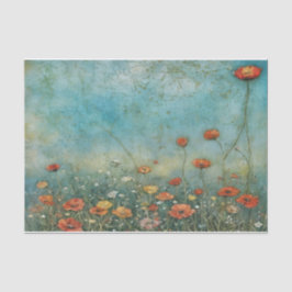 Vintage wildflowers poppies landscape tissuepapier