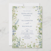 Vintage Wildflowers Wedding Rehearsal Dinner Kaart (Voorkant)