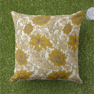 Vintage William Morris aardetonen bloempatroon Buitenkussen