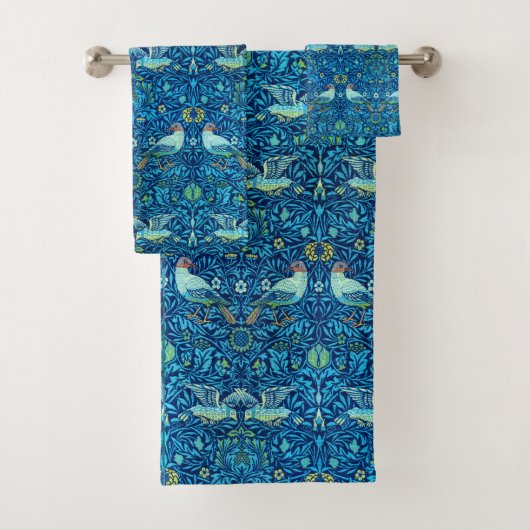 Vintage William Morris Bird Bad Handdoek (Insitu)
