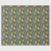 Vintage William Morris Cherwell Blauwe Bloem Kunst Cadeaupapier (Vlak)