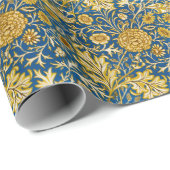 Vintage William Morris Cherwell Blauwe Bloem Kunst Cadeaupapier (Rol Hoek)