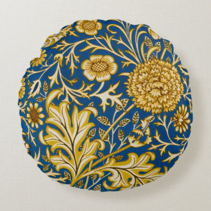 Vintage William Morris Cherwell Blauwe Bloem Kunst Rond Kussen