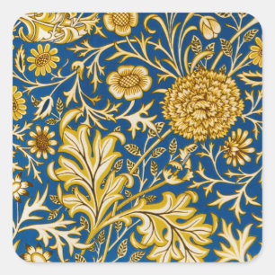 Vintage William Morris Cherwell Blauwe Bloem Kunst Vierkante Sticker