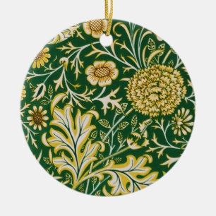 Vintage William Morris Cherwell Groen Bloem Motief Keramisch Ornament