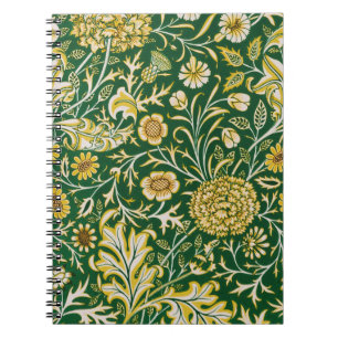 Vintage William Morris Cherwell Groen Bloem Motief Notitieboek