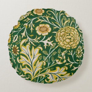 Vintage William Morris Cherwell Groen Bloem Motief Rond Kussen