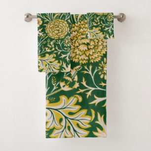 Vintage William Morris Cherwell Groen Bloemmotief Bad Handdoek