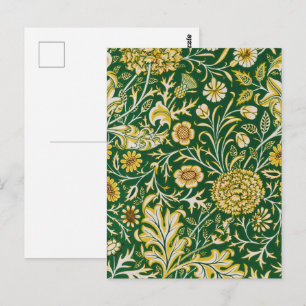 Vintage William Morris Cherwell Groen Bloemmotief  Briefkaart