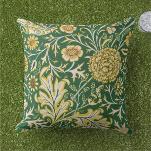 Vintage William Morris Cherwell Groen Bloemmotief  Buitenkussen