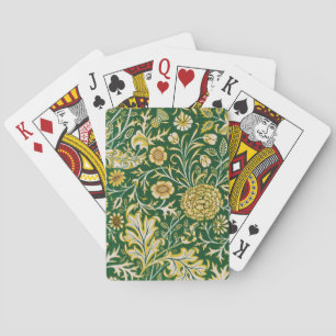 Vintage William Morris Cherwell Groen Bloemmotief Pokerkaarten