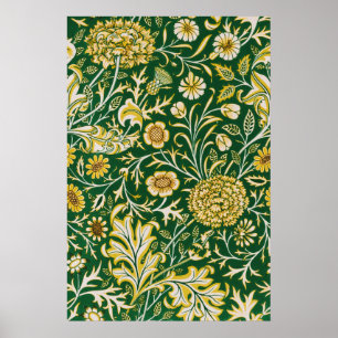 Vintage William Morris Cherwell Groen Bloemmotief  Poster