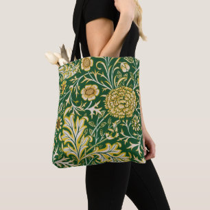 Vintage William Morris Cherwell Groen Bloemmotief  Tote Bag