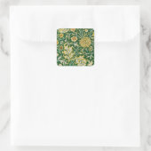 Vintage William Morris Cherwell Groen Bloemmotief Vierkante Sticker (Tas)