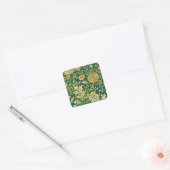 Vintage William Morris Cherwell Groen Bloemmotief Vierkante Sticker (Envelop)