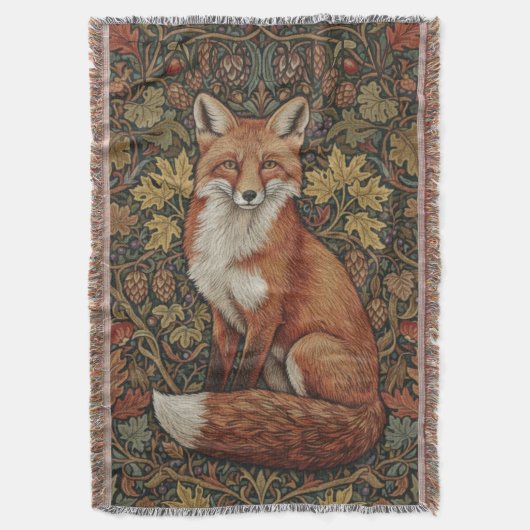 Vintage William Morris Cottage Vos Herfst Deken (Voorkant Verticaal)