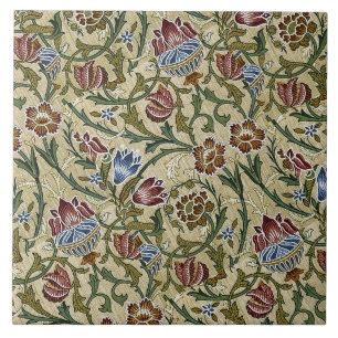 Vintage William Morris Floral Pink Blue Brocade Tegeltje
