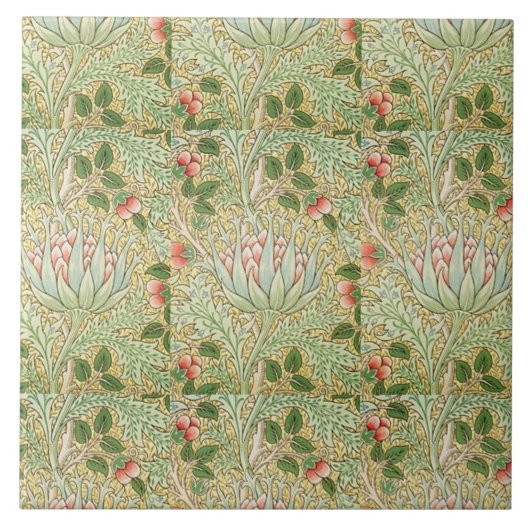 Vintage William Morris John Dearle Artichoke Tegeltje (Voorkant)