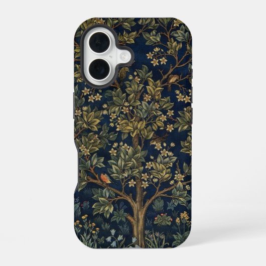 Vintage William Morris–Levensboom iPhone 16 Hoesje (Achterkant)