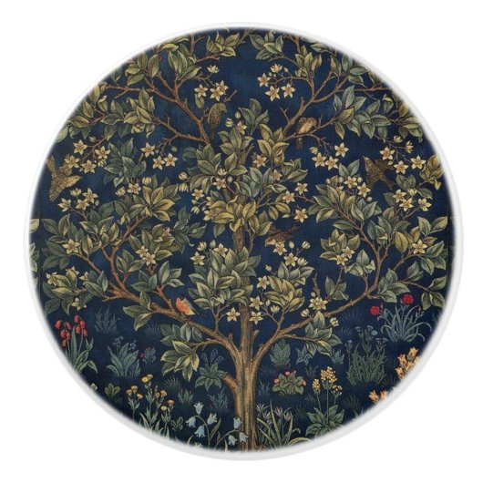 Vintage William Morris–Levensboom Keramische Knop (Voorkant)