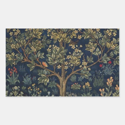 Vintage William Morris–Levensboom Rechthoekige Sticker (Voorkant)
