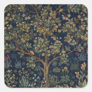 Vintage William Morris–Levensboom Vierkante Sticker