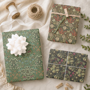 Vintage William Morris-patronen bloemmotief groen Inpakpapier Vel