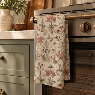 Vintage William Morris Roest Waterverf Bloemmotief Theedoek