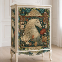 Vintage William Morris stijl Art Nouveau eenhoorn
