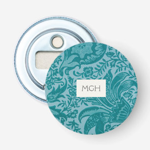 Vintage William Morris Turquoise Botanische Monogr Button Flesopener