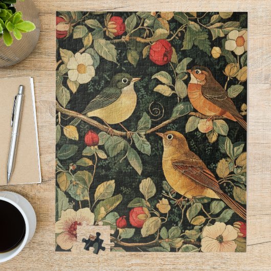 Vintage William Morris vogel bloem kunst Legpuzzel