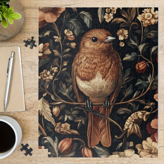 Vintage William Morris vogelblad kunst Legpuzzel
