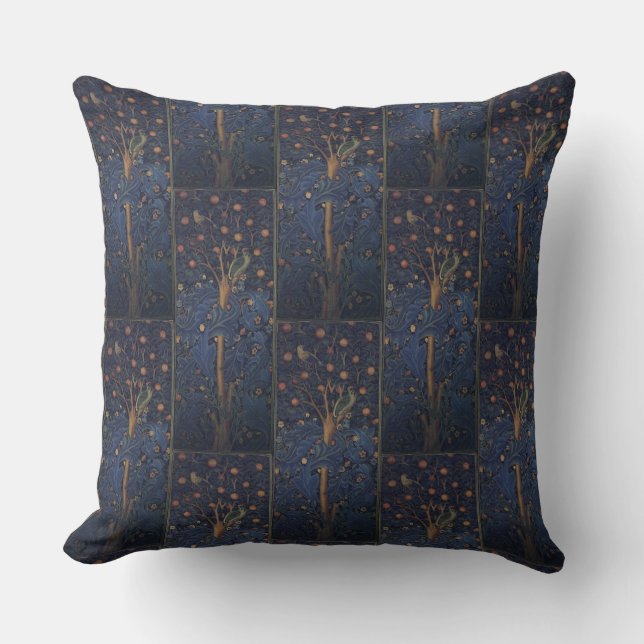 Vintage William Morris Woodpecker Tapestry Kussen (Voorkant)