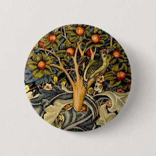 Vintage William Morris Woodpeckers Ronde Button 5,7 Cm