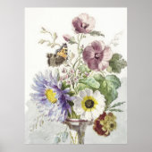 Vintage William van Leen bloemenschildering vlinde Poster (Voorkant)