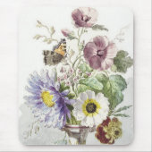 Vintage William van Leen Vlinder Bloem Kunst Muismat (Voorkant)