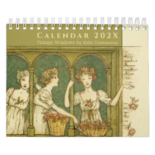 Vintage Windows van Kate Greenaway Meisjes & Kinde Kalender