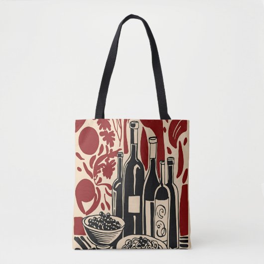 Vintage Wine Tote Bag (Voorkant)