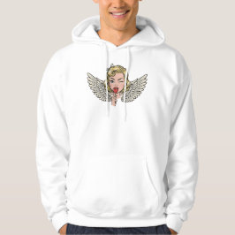 Vintage Wink Engel: Retro Pop Art Hart Hoodie