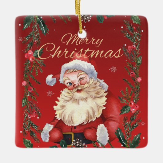 Vintage Winking Santa Christmas Ornament (Voorkant)
