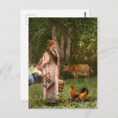 Vintage Winslow homer De melkmeid Briefkaart (Voorkant / Achterkant)