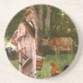 Vintage Winslow homer The Milk Maid Zandsteen Onderzetter (Voorkant)
