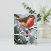Vintage Winter Bird Briefkaart (Staand voorkant)