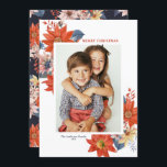 Vintage Winter Botanicals Photo Merry Christmas Feestdagenkaart<br><div class="desc">Merry Christmas! Send your Christmas greetings to family and friends with this customizable botanical Christmas flat card. It features watercolor floral bouquet of orange, yellow and pink winter flowers with matching floral pattern. Personalize by adding a photo, names, year and other details. This winter floral photo Christmas card is available...</div>