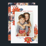 Vintage Winter Botanicals Photo Merry Christmas Feestdagenkaart<br><div class="desc">Merry Christmas! Send your Christmas greetings to family and friends with this customizable botanical Christmas flat card. It features watercolor floral bouquet of orange, yellow and pink winter flowers with matching floral pattern. Personalize by adding a photo, names, year and other details. This winter floral photo Christmas card is available...</div>