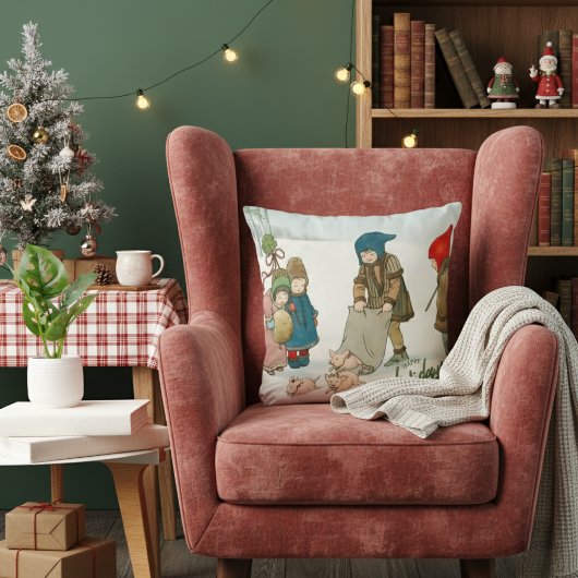 Vintage Winter Children Holiday Nostalgia  Kussen