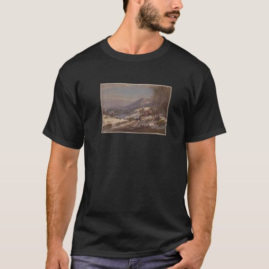 Vintage Winter Firewood Splitting Painting 1870 T-shirt (Voorkant)